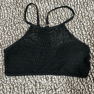 Black Mesh Halter Bikini Top